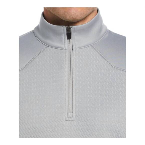 NEW PGA TOUR men's textured long sleeve quarter zip sweatshirt in quarry heather - Picture 3 of 3